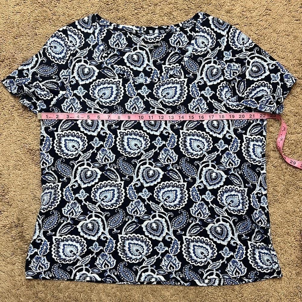 Soft Surroundings Blue Paisley Short Sleeve Tee - Picture 8 of 11